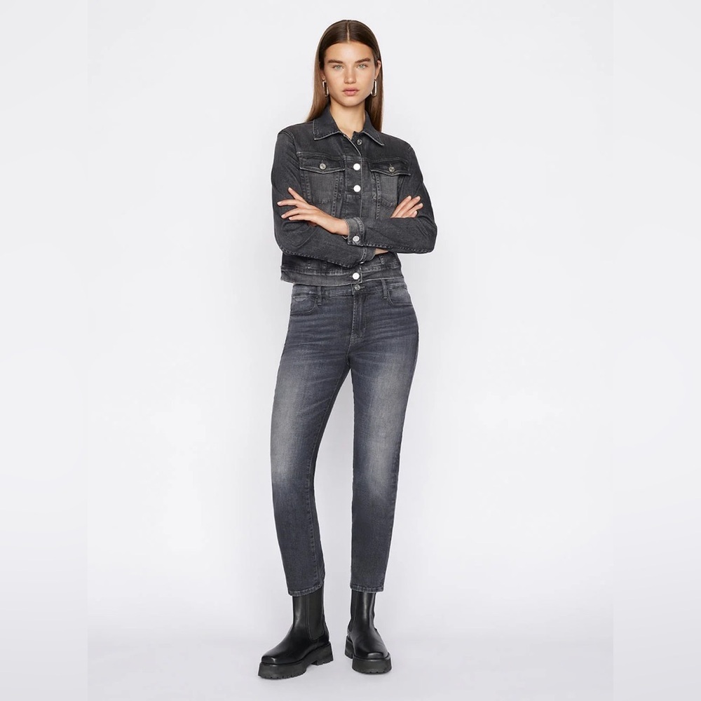 Frame Le High Straight in Black Oak High Rise Luxury Jeans 30